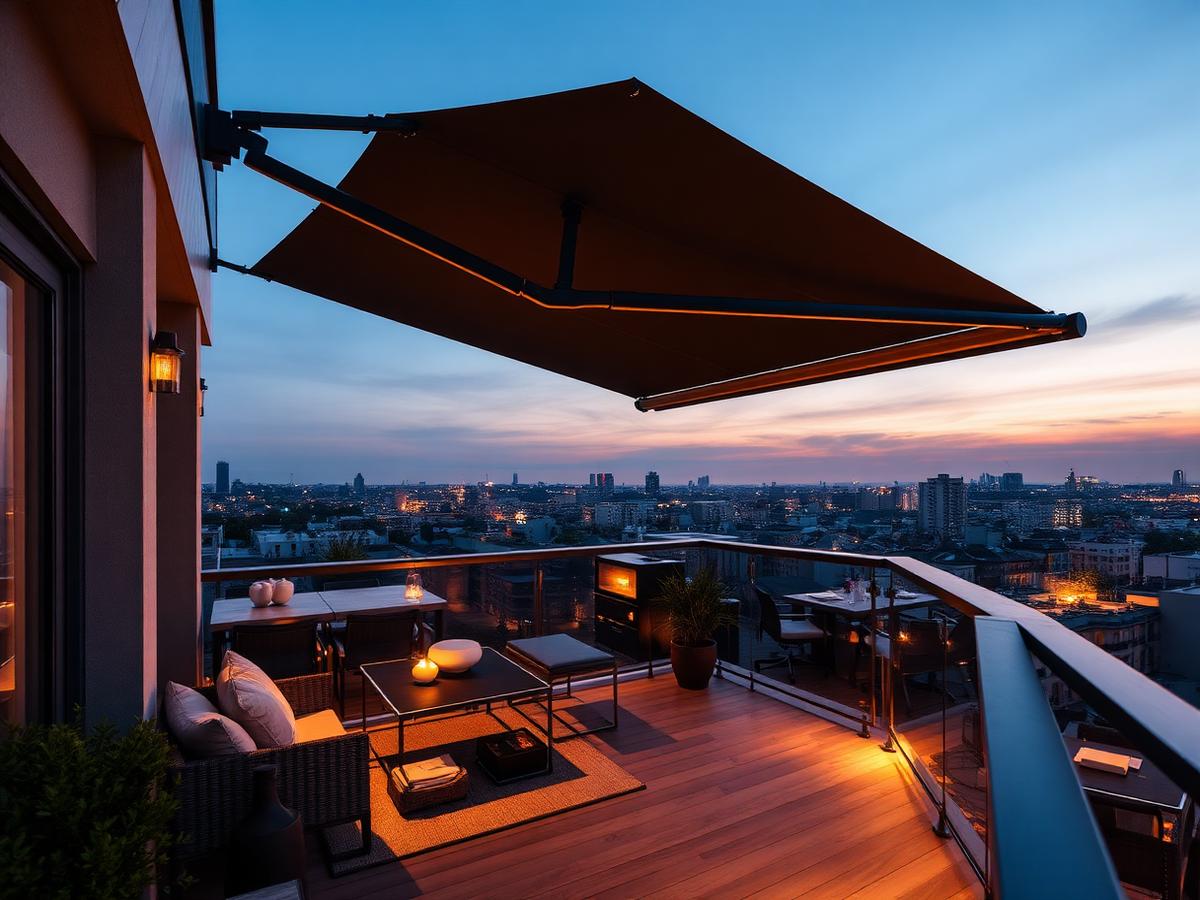 Cobertura de varanda de apartamento com toldo retrátil